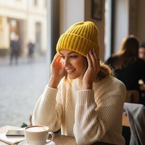 Mustard Ribbed Knit Beanie – New, Cozy & Stylish